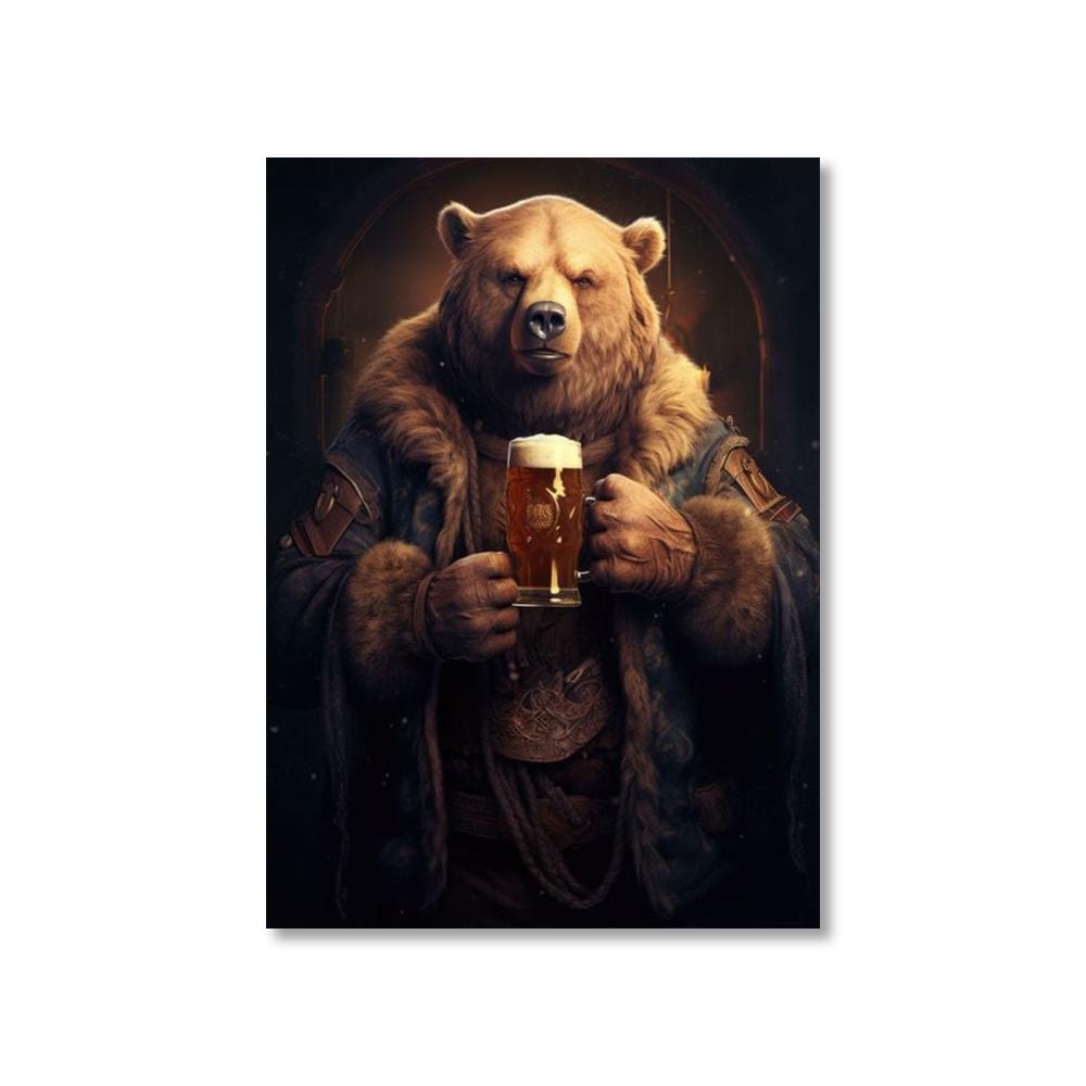 Tierkostüm Gentleman Trinkender Gorilla Löwe Hase Bier Bilder Lustige Bar Wandkunst Leinwandbild Heimdekoration