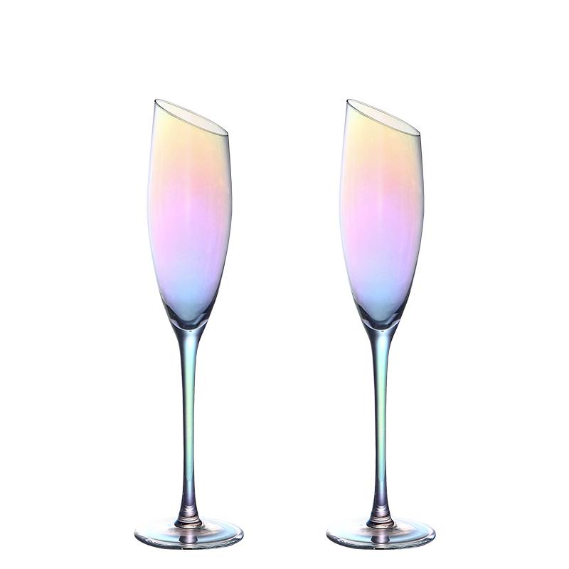 Dazzling Colors Classic Burgundy Glass Ion Plating Crystal Bordeaux Goblet Party Wedding Champagne Flutes Oblique Mouth Wine Cup 180-550ml