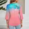 Women's Casual V-neck Gradient Print Three-quarter Sleeve Fashion Top
