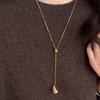 Korean Gold Water Drop Long Necklace—2026 High-End Fashion Sweater Chain for Women