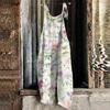 Women's Jumpsuit  Print Casual Loose Vintage Shoulder Strap Cotton Linen
