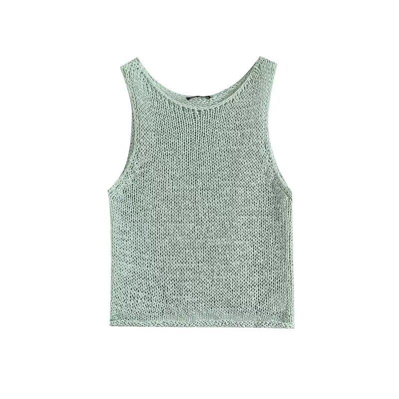 

2025 Spring Women s Casual Round Neck Knit Vest - Simple, Versatile Large зелёный