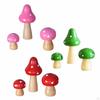 Mushroom Figurine Statue Wooden Crafts Micro Landscape Ornaments Miniatures for Outdoor Lawn Flower