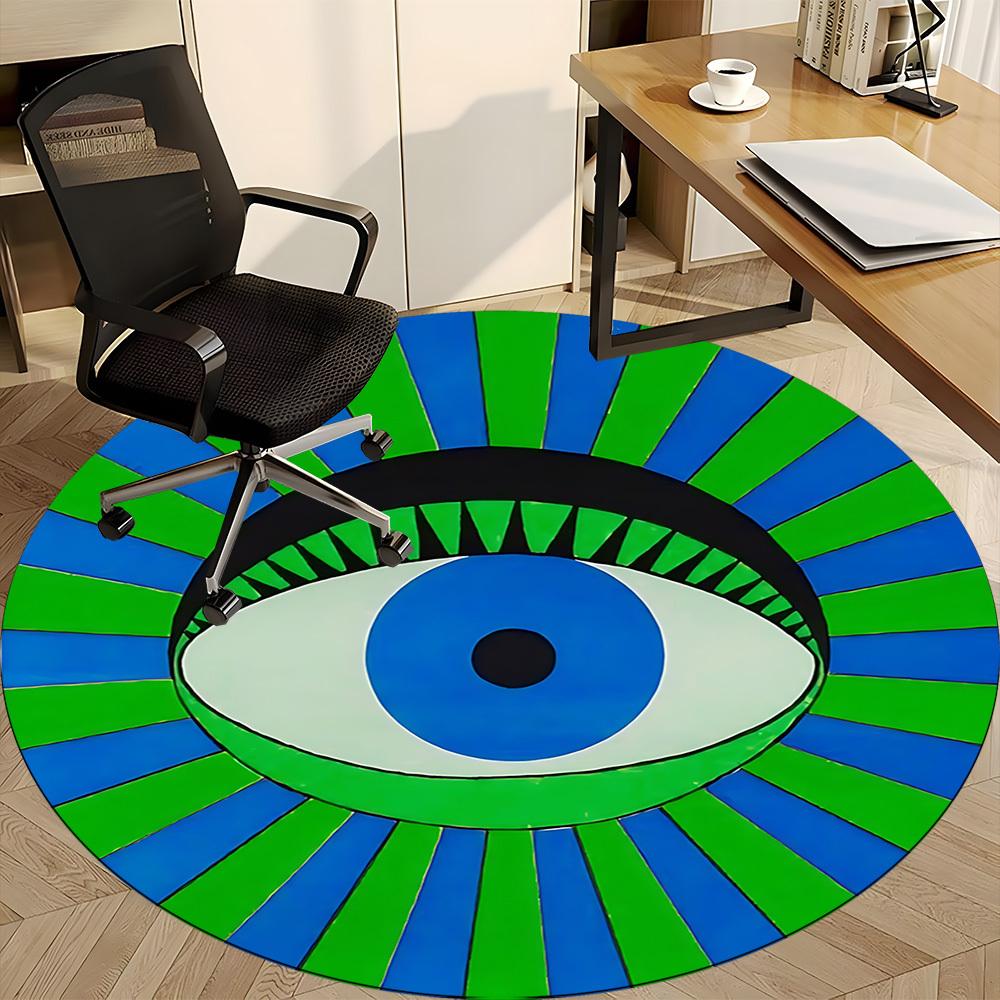 1pc Abstract Eye Art Carpet, Round Non Slip Durable Large Size Office Carpet, Suitable for Office