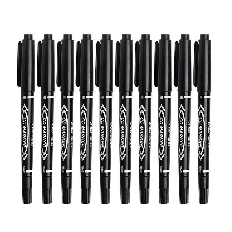 10-Piece Double Tip Permanent Paint Marker Set - Black, Blue, Red Ink for Plastic, Wood, Metal, Glass