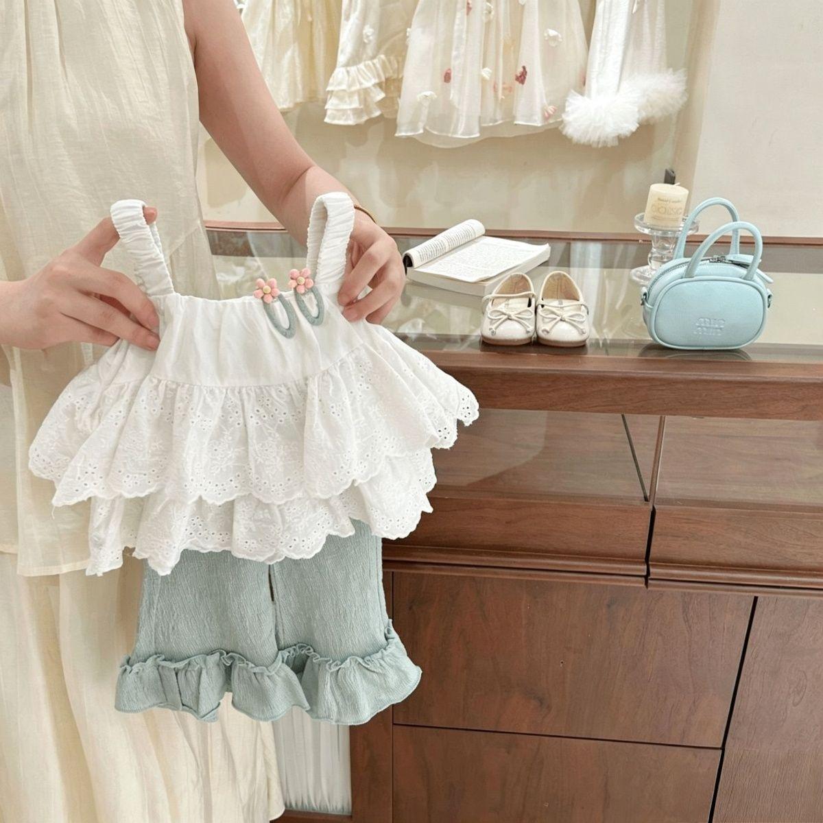 Girls Summer Fashion Camisole Two Piece Set Baby Thin Sleeveless Outfit 90cm