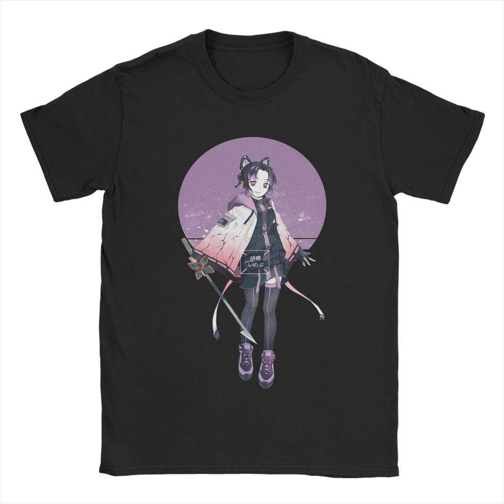 Anime Demon Slayer Shinobu Kocho T Shirt Men Cotton Novelty T-Shirt Round Collar Tees Short Sleeve Clothing Gift Idea