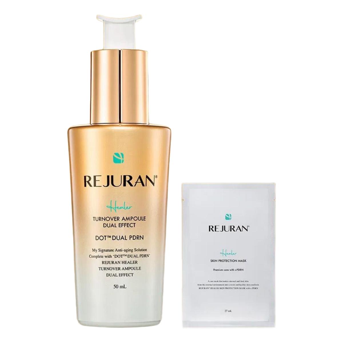 REJURAN Healer Turnover Ampoule Dubbel Effect 50ml + Huidbeschermend Masker 27ml Hydraterende & Verstevigende Gezichtsverzorgingsset Sheet Mask