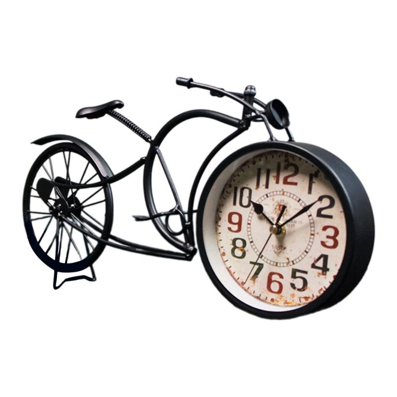 Ceas Model Bicicletă Retro, Fabricat Artizanal din Fier, Ceas de Masă Creativ Model Bicicletă, Ceas cu Alarmă pentru Iubitorul de Decorațiuni Vintage