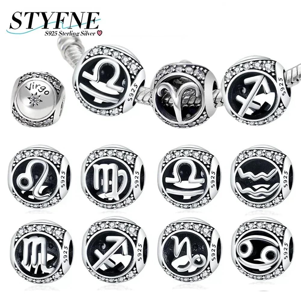 Charm Bead Charms Plata Originales Twelve Constellations Bead Charms for Charm Bead Charms copper Bracelets Jewellery Making Womens Gift