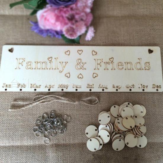 Závěsný kalendář Family&Friends Dřevěná deska Narozeninová plaketa Home Decor