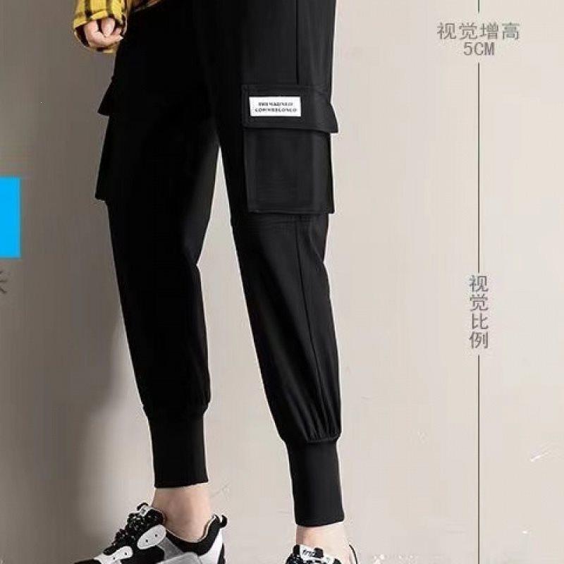 

American pants male and female students Korean version of high street design casual pants men s spring and autumn fleece thickened overalls tide S