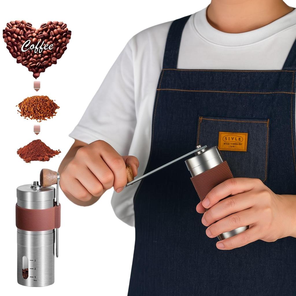 Manual Coffee Grinder, Adjustable Grind Size, Portable, Washable, Easy To Clean, Compact, Lightweight (285g), Ideal for Home Use, Outdoors, Camping,
