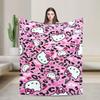 Leopard Hello Kitty Cartoon Blankets Coral Fleece Plush  Winter  Portable Lightweight Throw Blankets for Bed Outdoor Quilt