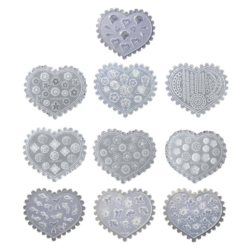 

10pcs Nail Art Silicone Mold 3D Flowers Nails Molds Embossed Nail Stencils Sculpture Mould Decorations for Manicurists