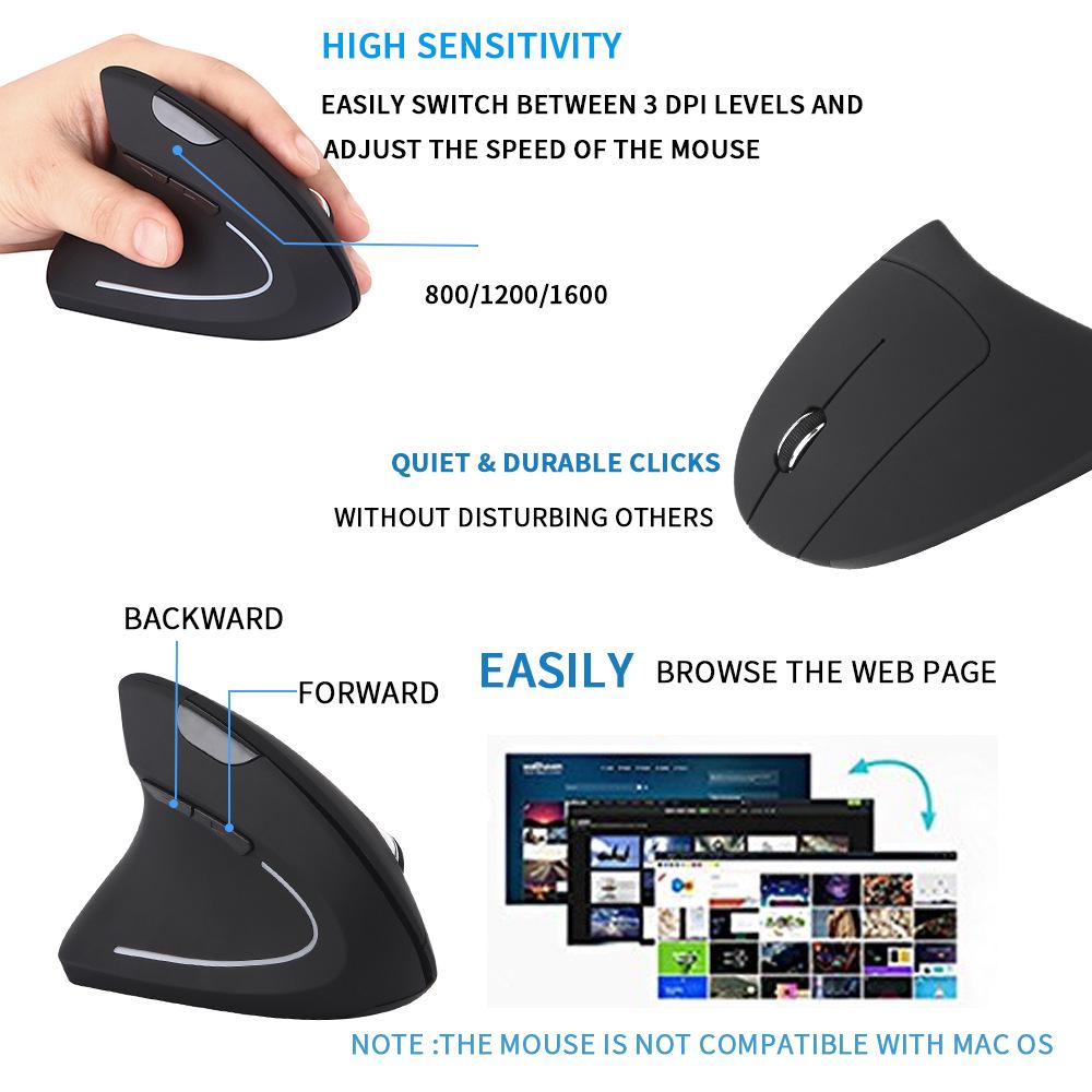Left-Handed Ergonomic Wireless Charging Mouse - Fifth Gen