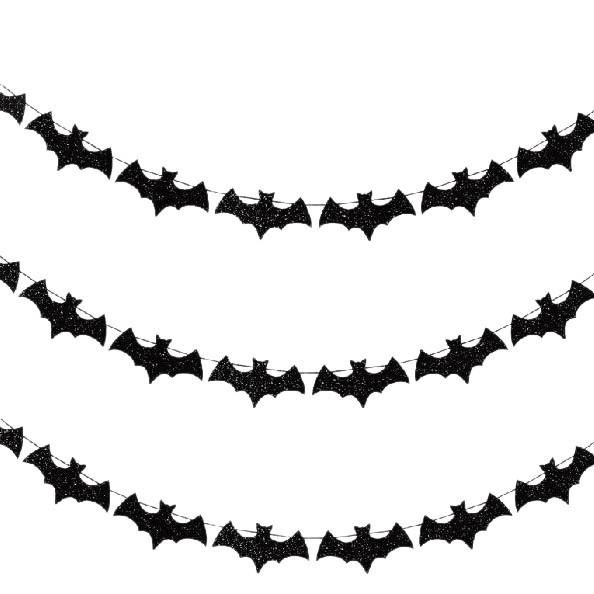 Halloween Party Decoration Garland with Bat Cutouts Hanging Banner for Indoor Outdoor Seasonal Festive Celebration and Event Decor