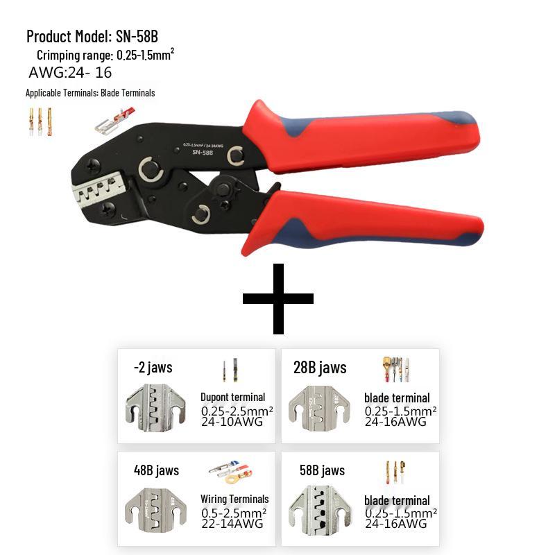 SN-58B Kit d'outil à sertir à cliquet avec plusieurs options de mâchoires