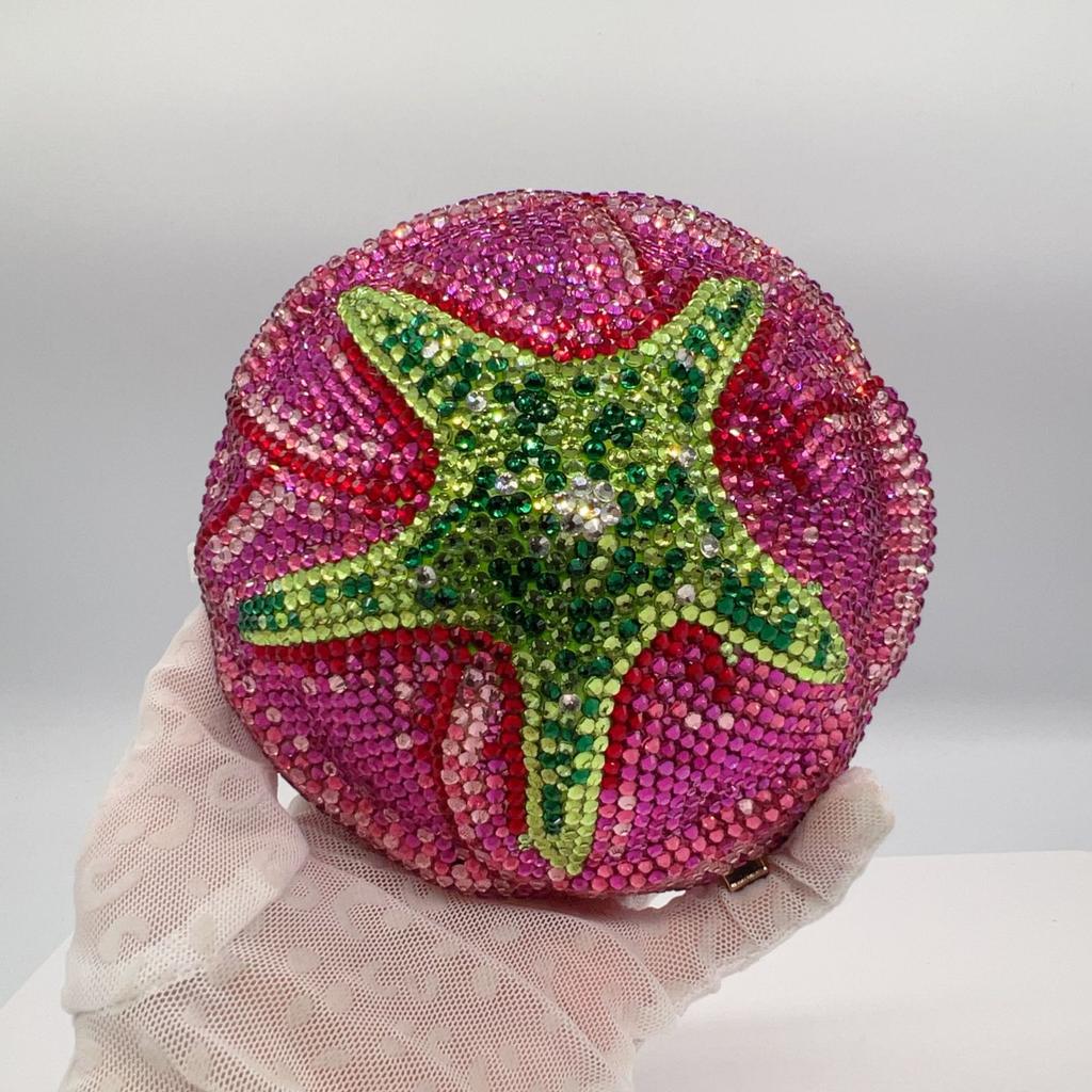 WHTUOHENG Rose Flower Evening Crystal Clutches Purses Diamond Wedding Clutches Rhinestones Hard Metal Bags Dinner Bridal Party