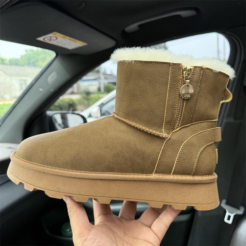 

Новые женские зимние ботинки с боковой молнией, из коровьей кожи, с коротким голенищем, на шерстяном велюре, теплые, с нескользящей подошвой 40 малиновый