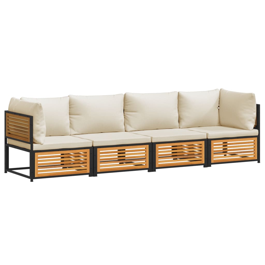 4 Piece Garden Sofa Set with Cushions Solid Acacia Wood
