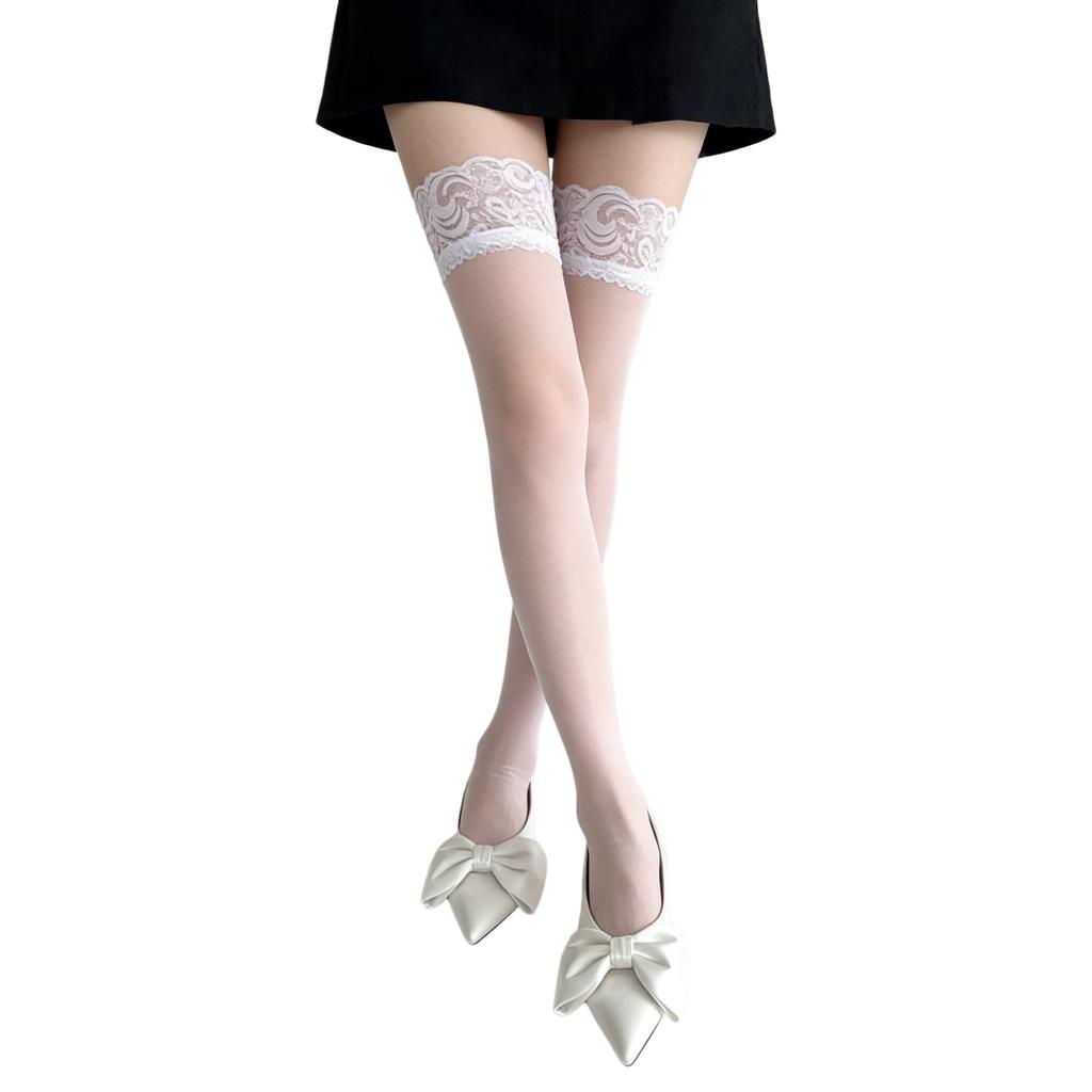 2026 Trendy Plus Size Over Knee Socks Floral Pattern Elastic Stockings Sheer
