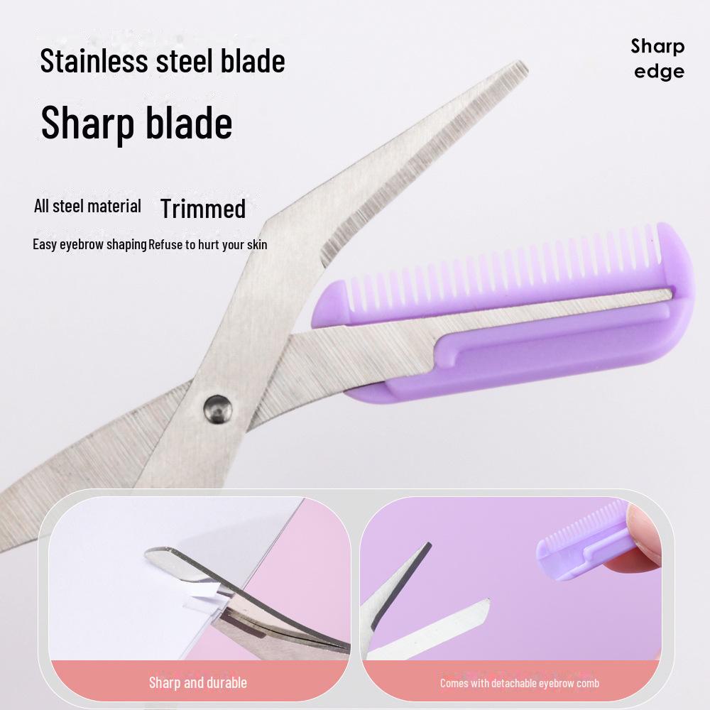 Meidao Stainless Steel Crescent Eyebrow Trimmer Set: Portable Oblique Clip and Scissors for Beginners