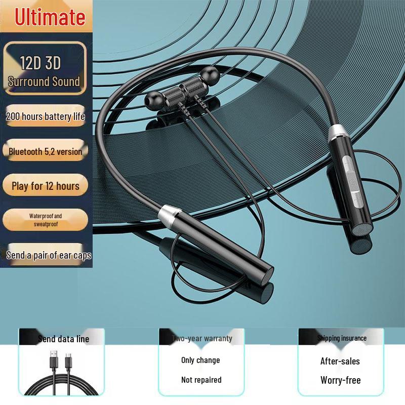 Sports Bluetooth Neckband Headphones - Wireless, Stereo, High-Quality Sound, Extended Battery Life for Running