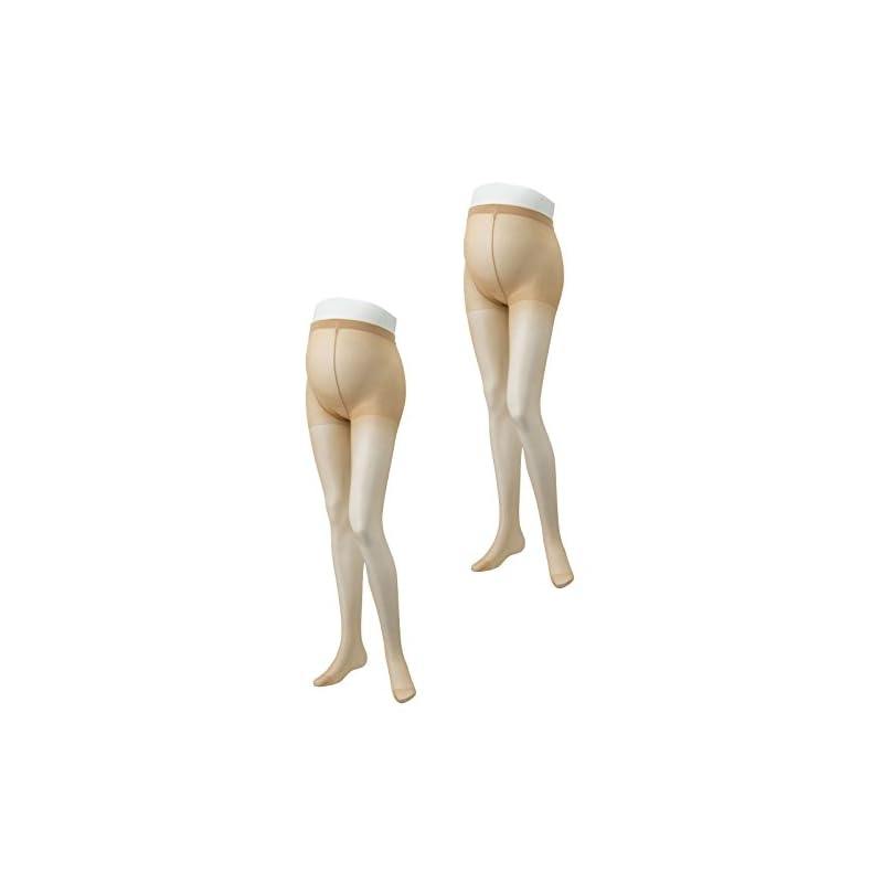 [Inujirushi Honpo] Maternity Run-Resistant Compression Pantyhose, 2 Pairs, with Front and Back Gussets, PS6152 Natural Beige, Size L~LL