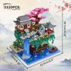 LULUFUN Micro Blocks Peach Blossom Waterfall Toy 3D Puzzle Garden Miniature Landscape Cherry Blossoms Adult Celebration New Year Gift Birthday