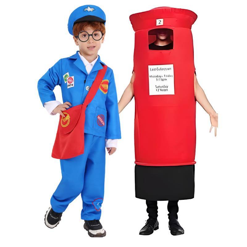 Postal Worker Cosplay Costume For Kids With Soft Polyester Fabric For Halloween And Themed Parties