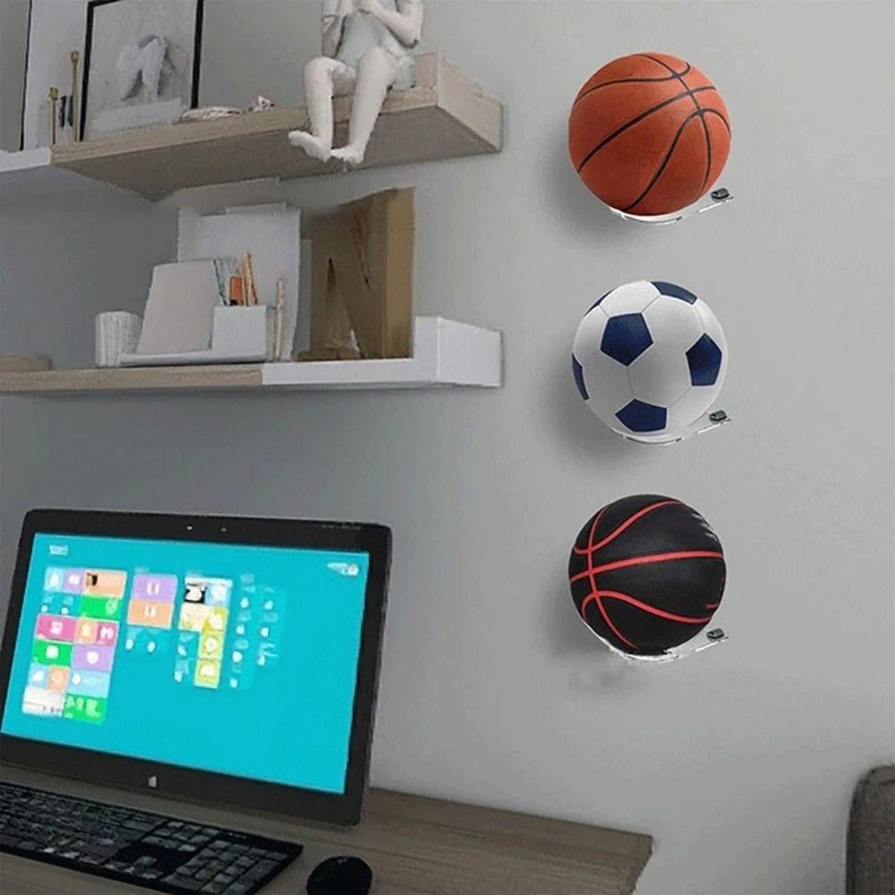 Transparent Basketball Bracket Holds Space Saving Soccer Display Rack  Volleyball Rugby
