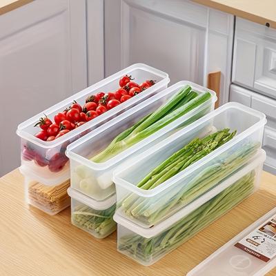 2/4 Stück Lange Rechteckige Lebensmittelaufbewahrungsbehälter, Kunststoff Wiederverwendbare Kühlschrank Organizer Boxen für Kräuter, Gemüse