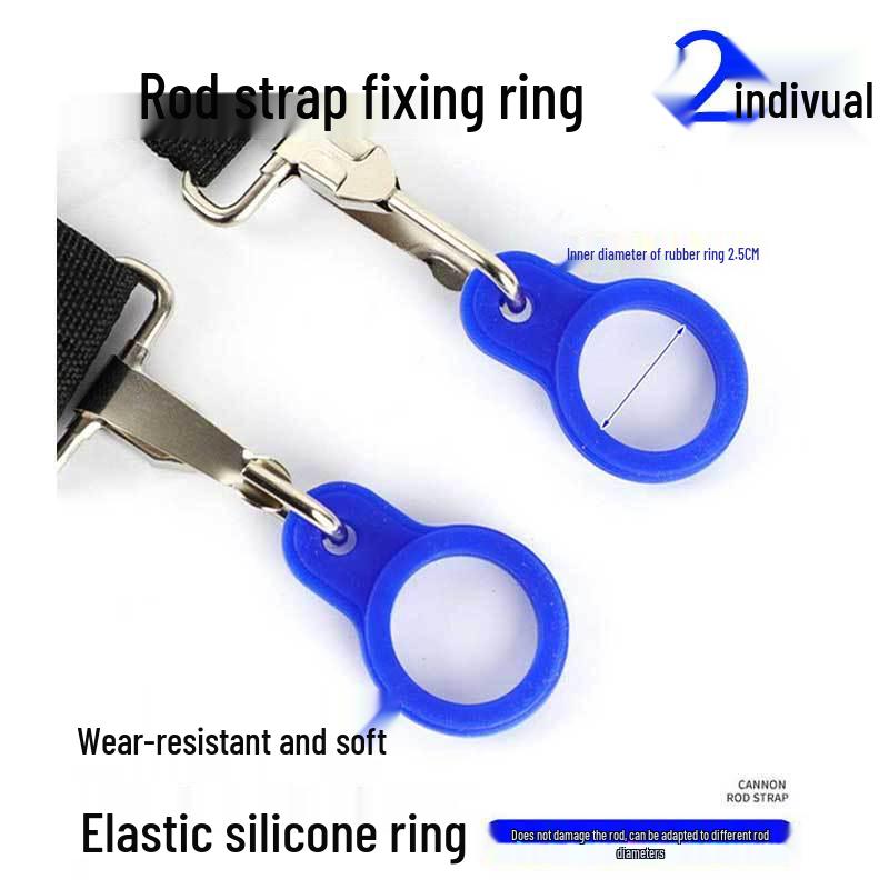 Cannon Rod Strap: Traditional Long Fishing Rod – New Model, Labor-Saving, Thickened with Silicone Ring and Shoulder Strap
