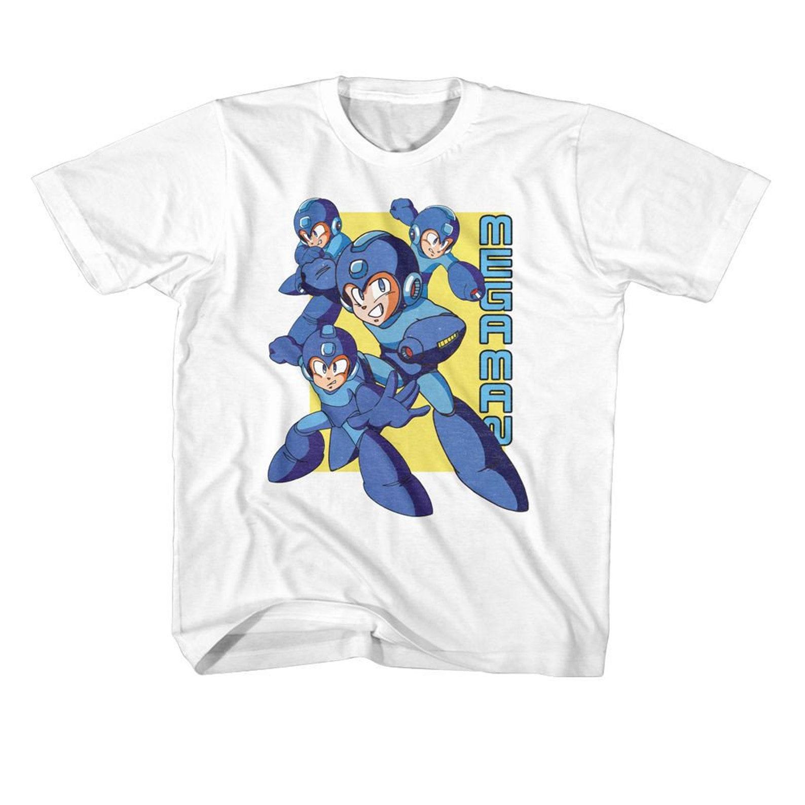 Mega Man Multiple Poses White Youth T-Shirt M
