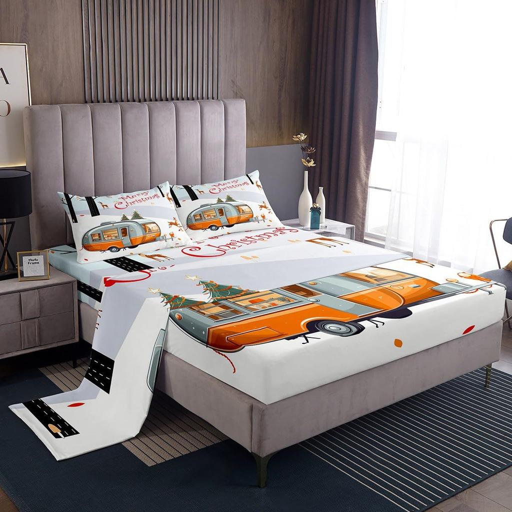 Christmas atmosphere theme pattern mattress four-piece bedding set bedroom dormitory bedding decoration