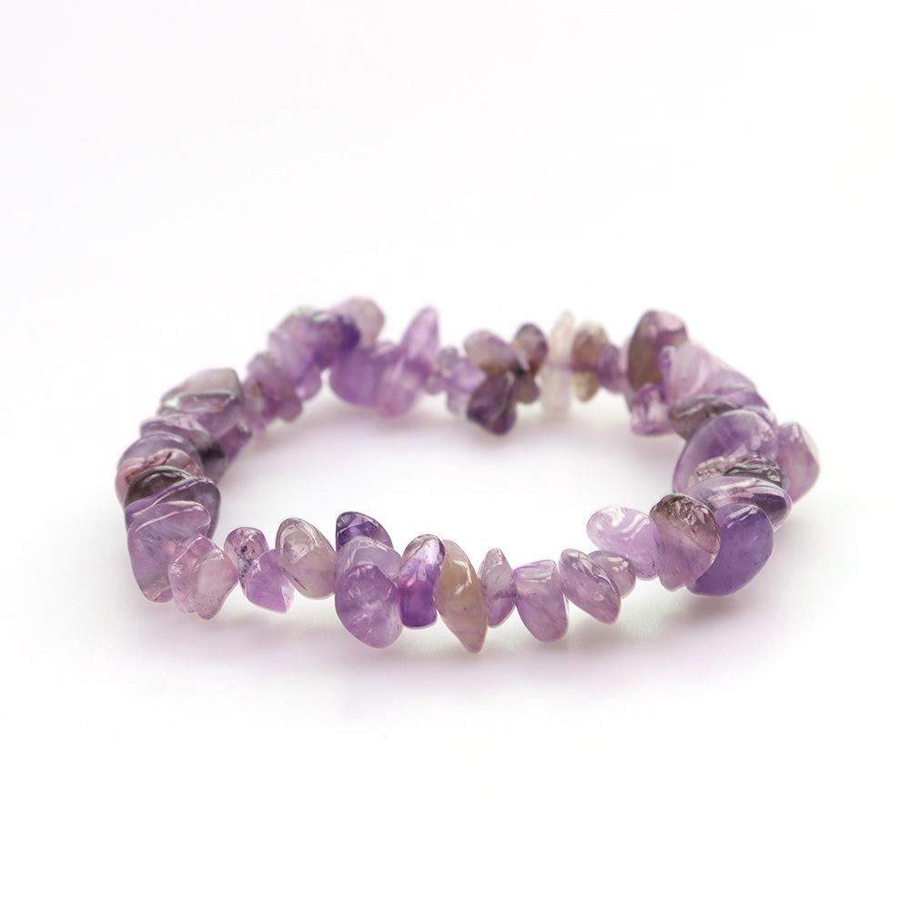 Siebenfarbiges Achat-Amethyst-Elastikarmband - Natürlicher unregelmäßiger Kristallstein Handschmuck