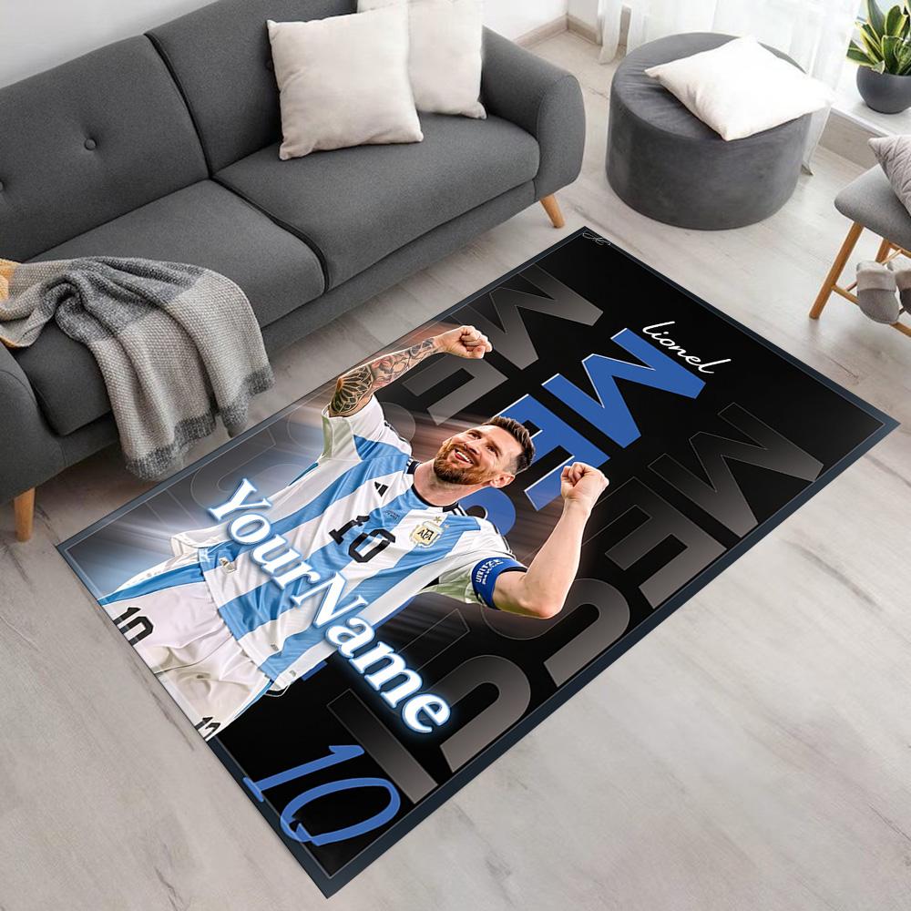 Messi Customizable Name Carpet Perfect for Outdoor Dormitory Game Room Dining Room Antislip Carpet Decorate Offices Gift for Festivals