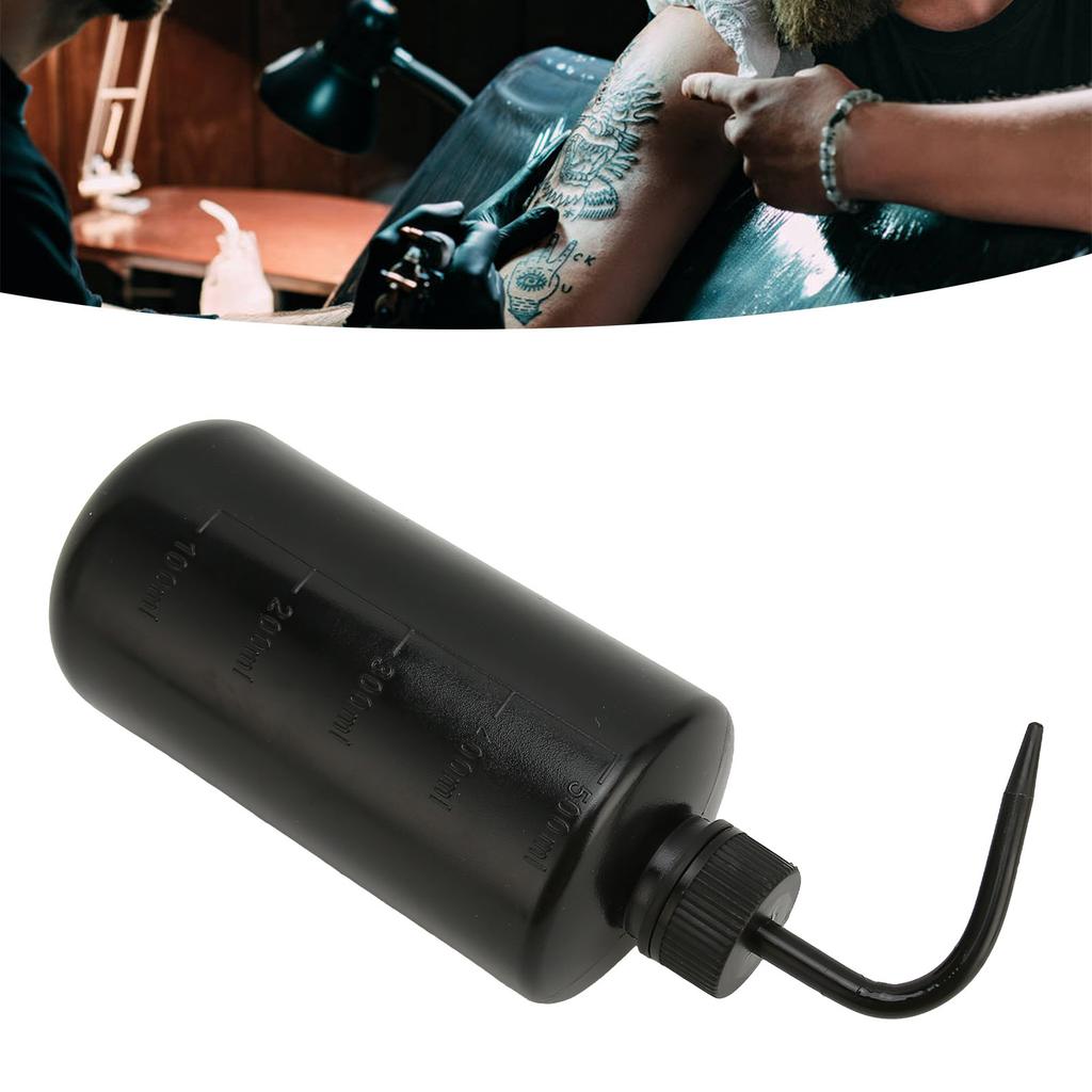 4 Stück Tattoo-Wäsche-Quetschflasche, gebogener Auslauf, Tattoo-Gießkanne mit Skala, 500 ml