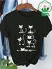 Women's Casual Short-Sleeve T-Shirt with Fun Cat Pattern Print Round Neck Top Fashionable and Trendy Design Plus Size
