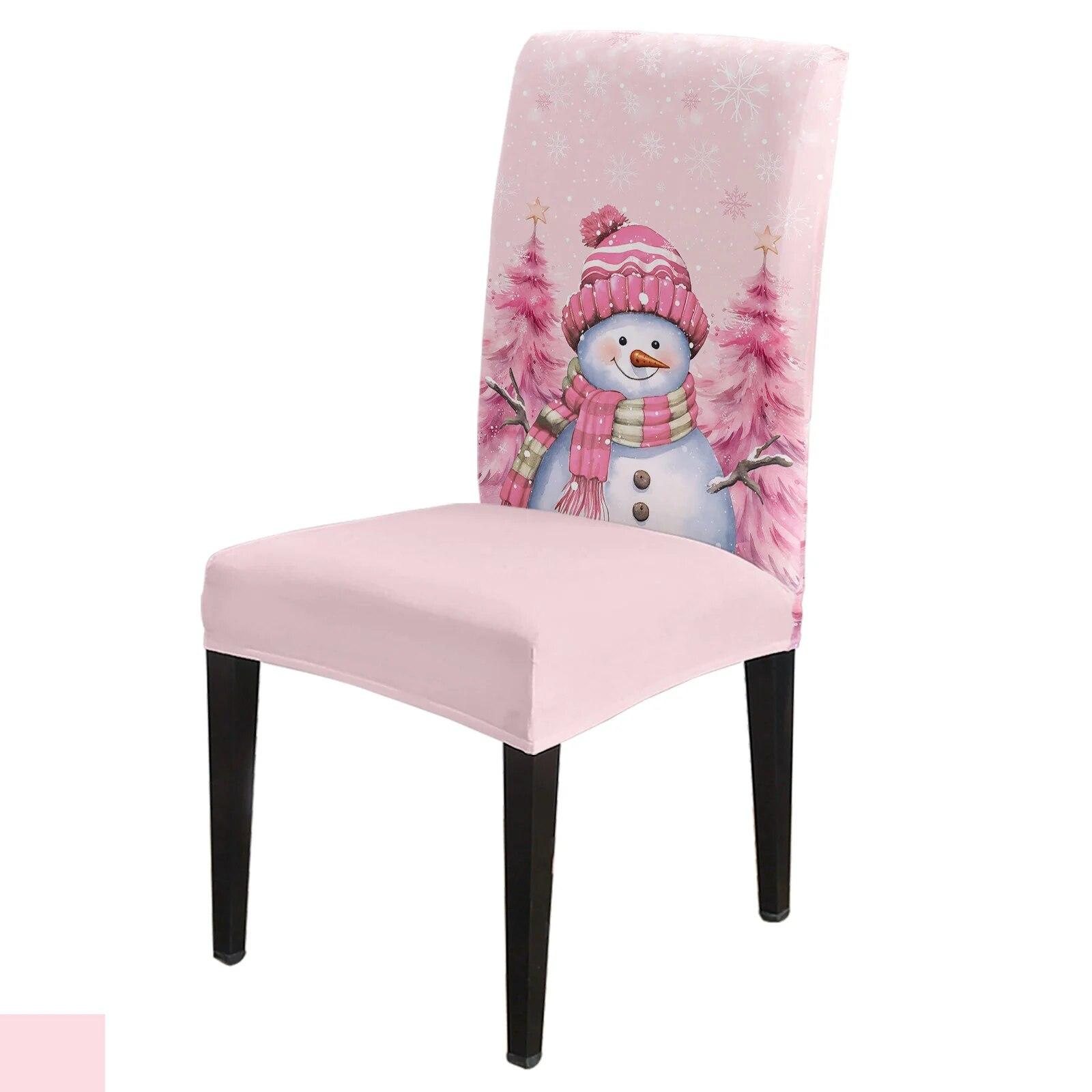 

Рождественский снеговик, розовый, Рождественская елка, чехол на стул, эластичный чехол на стул из спандекса, чехол на обеденный стул, Свадебный фестиваль, эластичный чехол на сиденье