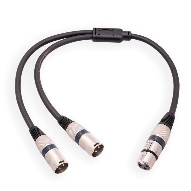 

Audio Cable 3Pin XLR Female to Dual- XLR Male Y Splitter Nickel Plated Connectors With Metal Serviceable Ends 0.5M