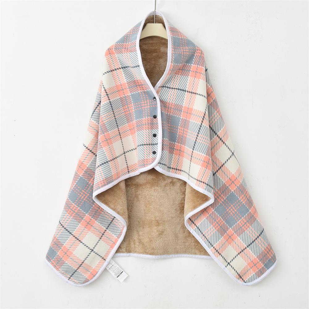 Thickened Plaid Flannel Blanket Shawl for Office