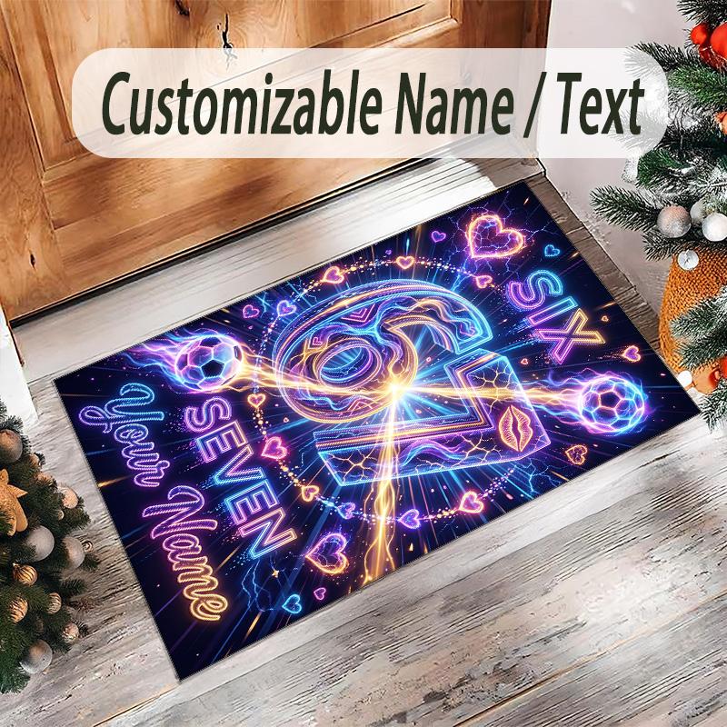Celebration Party Theme Crystal Velvet Rug Personalized Custom Name Text Soft Floor Mat Home Decor