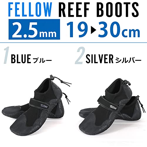 FELLOW Reef Boots, 2.5mm, Surf Boots, Marine Shoes, Water Shoes, Men's, Women's, Juniors, Silver, Size 23cm
