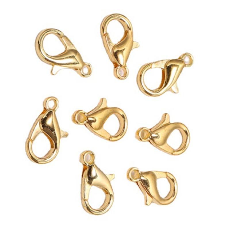 200Pcs Lobster Clasp Sturdy Zinc Alloy 0.5x0.2in Simple Multi Purpose Lobster Claw Clasps Gold