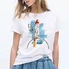 Summer 2024 Watercolor Ballet Dancer Printed Girl Black T Shirt Kawaii Gymnastics Dance Lover Gift Tee Shirt Femme Custom Tshirt
