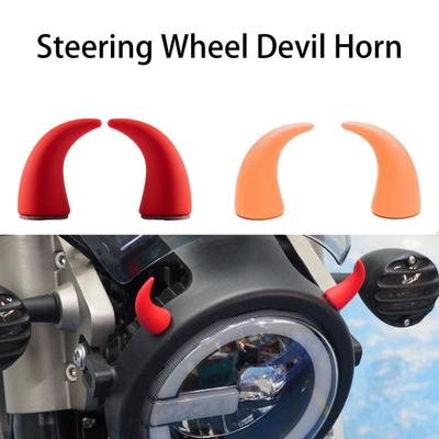 1 Pair Steering Wheel Devil Horn Sticker Small Cute Self-Adhesive Auto Car Truck SUV Dashboard Air Vent Steering Wheel 3D