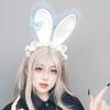 Plush Sweet Rabbit Ears Headband With Elegant Lace And Bowknot Detachable For Cosplay Party And Daily Wear