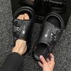 Men's slippers one-word trendy brand outer wear high-end outdoor platform summer beach shoes 371224-J